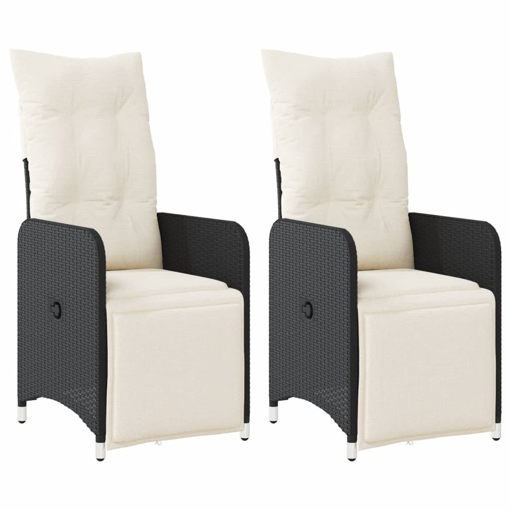 vidaXL Sillones reclinable jardín cojines 2 uds ratán sintético negro