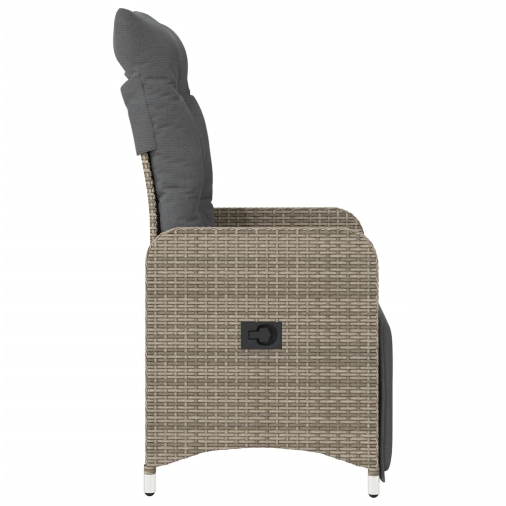 vidaXL Sillones reclinable jardín y cojines 2 uds ratán sintético gris