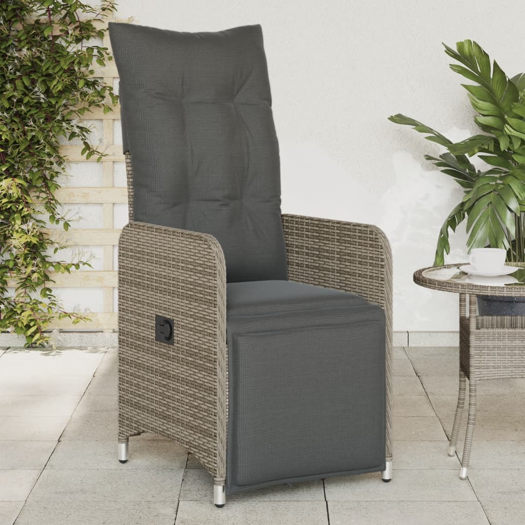 vidaXL Sillones reclinable jardín y cojines 2 uds ratán sintético gris