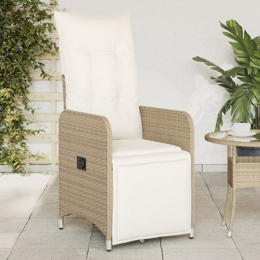 vidaXL Sillones reclinables de jardín con cojines beige 2 uds ratán PE