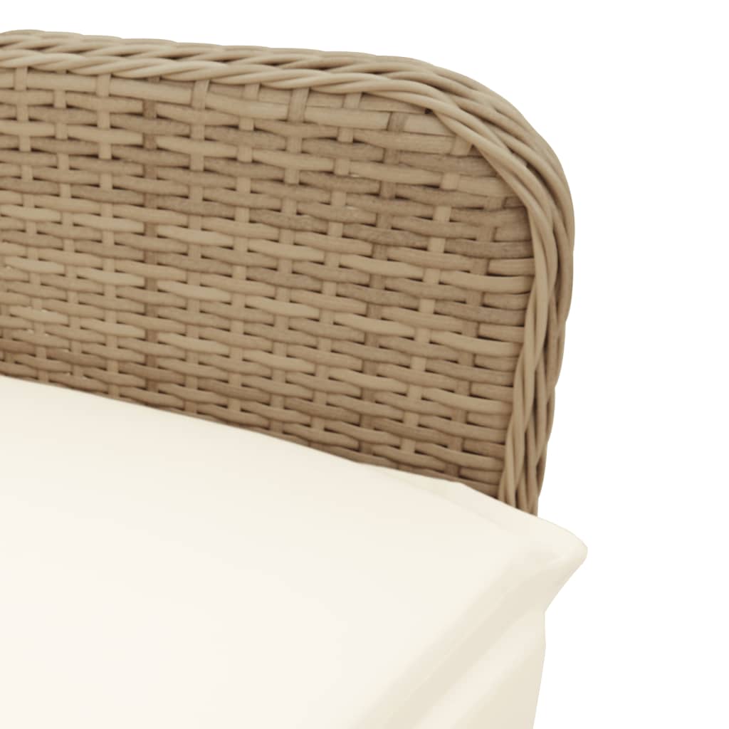 vidaXL Sillones reclinables de jardín con mesa 2 uds ratán PE beige