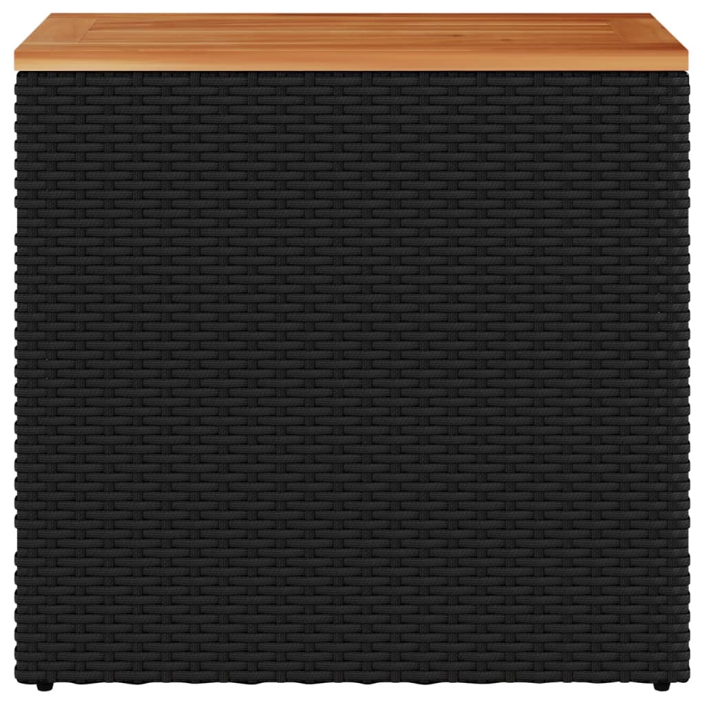 vidaXL Mesa auxiliar jardín tapa madera ratán PE negro 58x27,5x55 cm