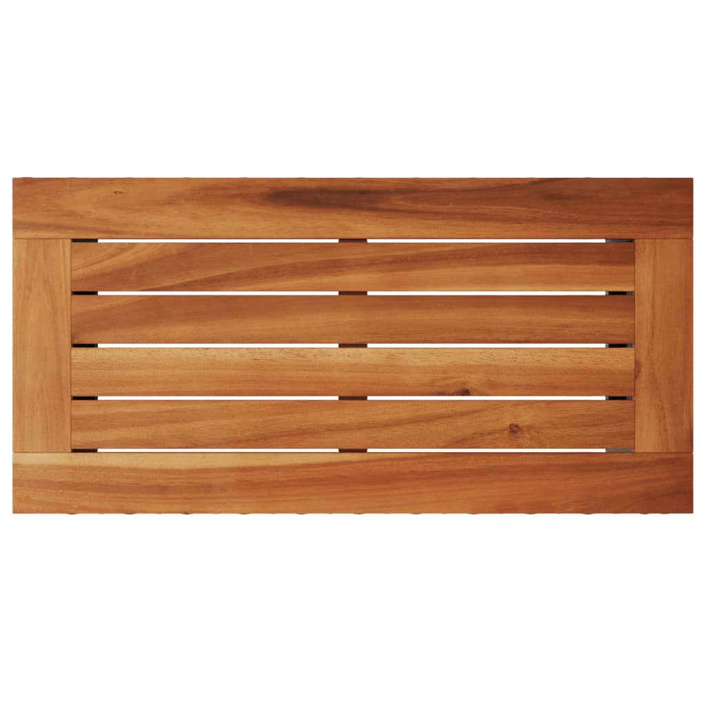 vidaXL Mesa auxiliar jardín tapa madera ratán PE negro 58x27,5x55 cm