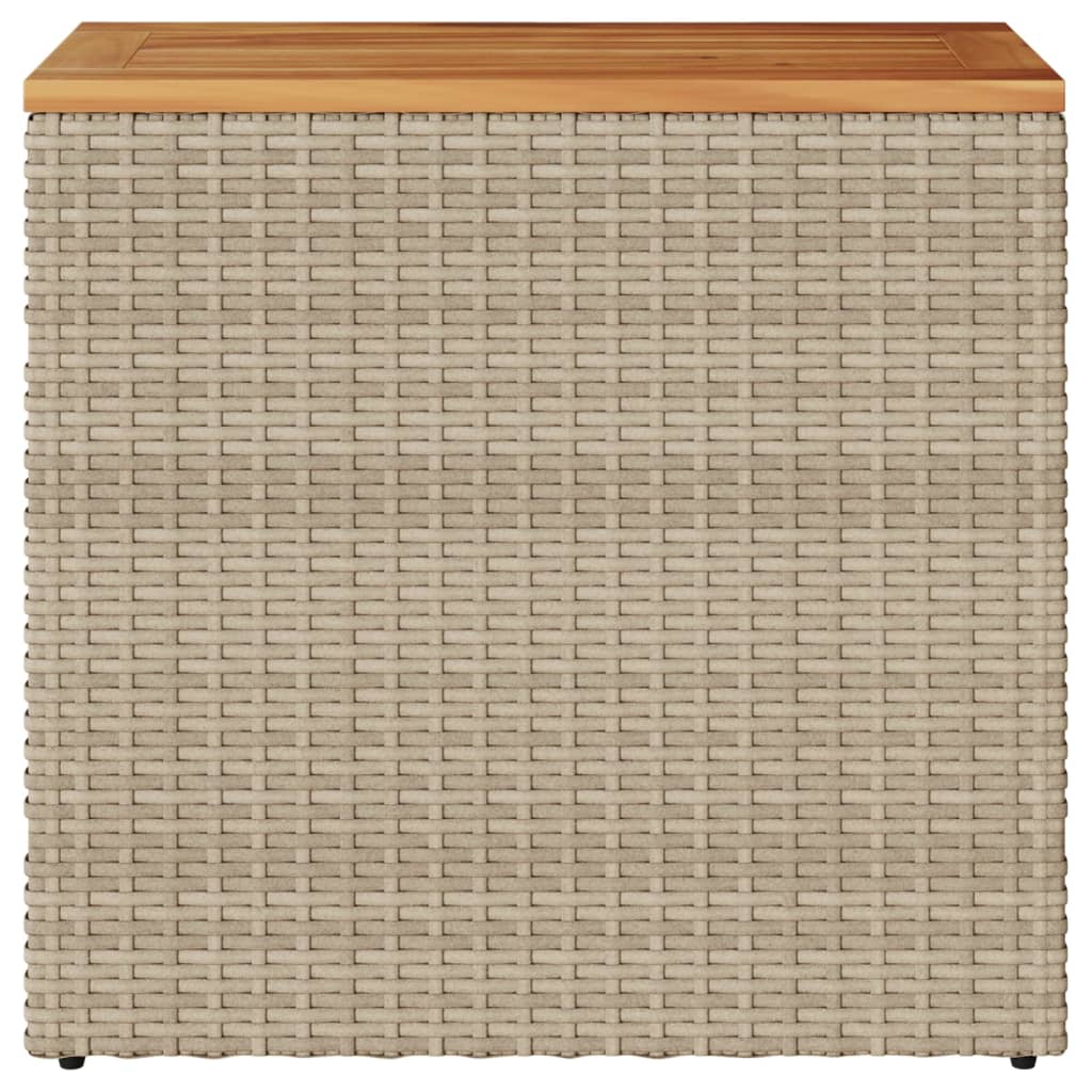 vidaXL Mesa auxiliar jardín tapa madera ratán PE beige 58x27,5x55 cm