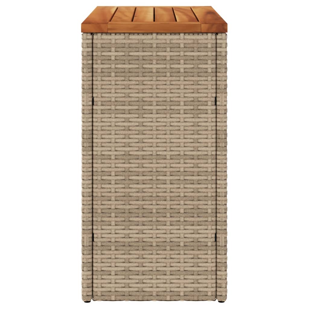 vidaXL Mesa auxiliar jardín tapa madera ratán PE beige 58x27,5x55 cm