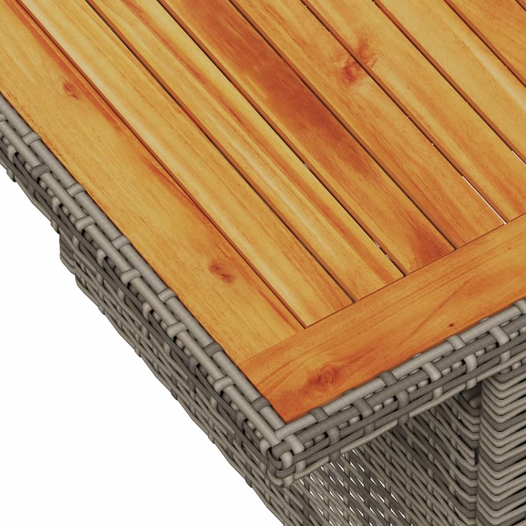 vidaXL Mesa de jardín ratán PE y madera de acacia gris 100x55x73 cm