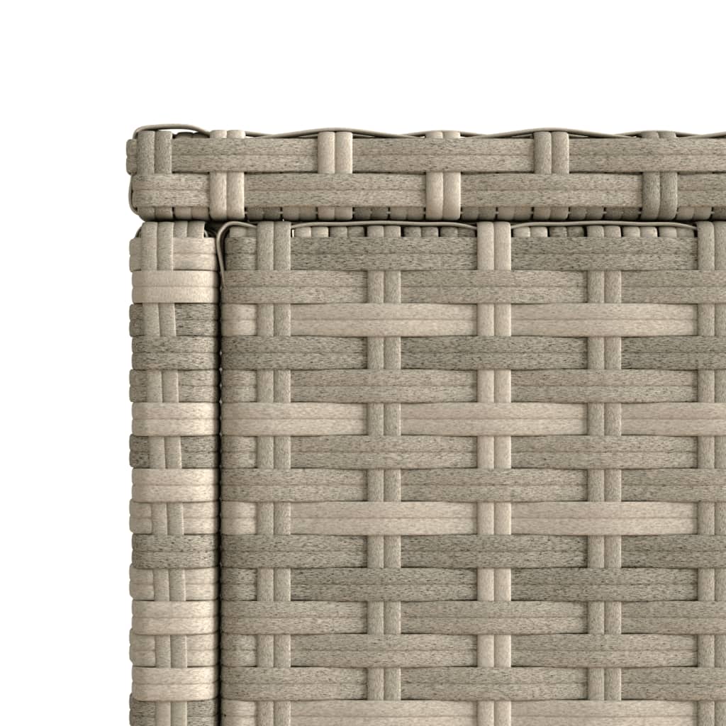 vidaXL Mesa auxiliar jardín tapa vidrio ratán gris claro 58x27,5x55 cm