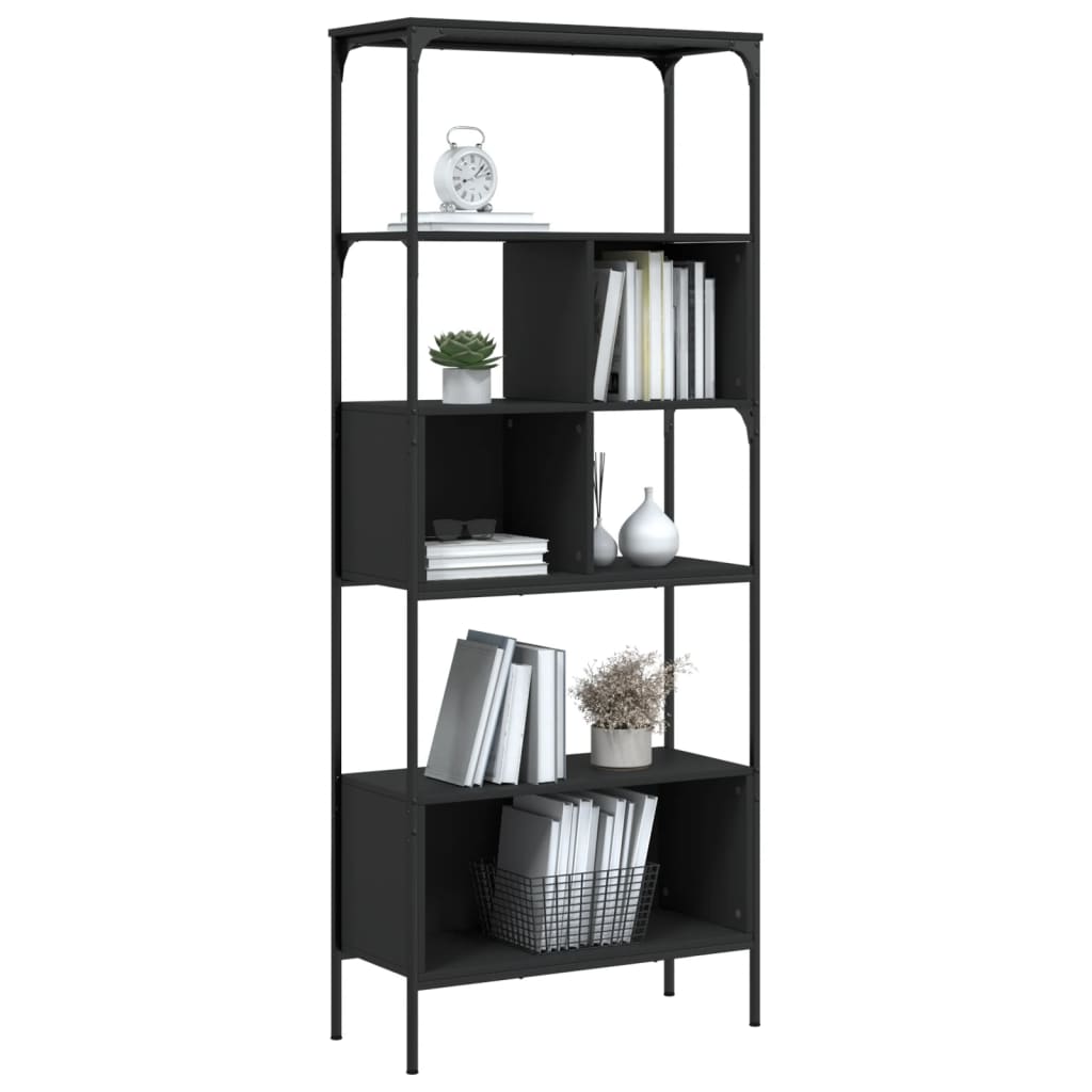 vidaXL Librería 5 estantes madera de ingeniería negro 76x33x188,5 cm