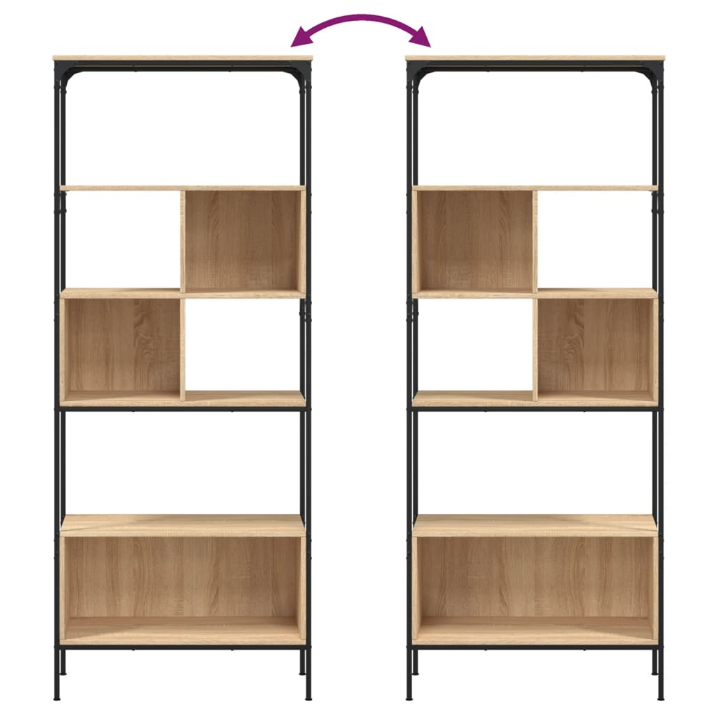 vidaXL Librería 5 estantes madera de ingeniería roble 76x33x188,5 cm