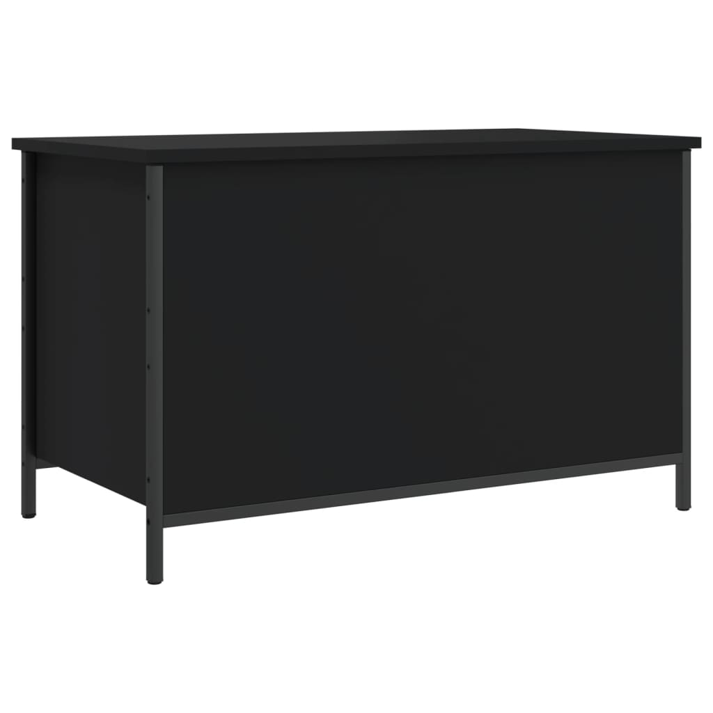 vidaXL Banco con almacenaje madera de ingeniería negro 80x42,5x50 cm