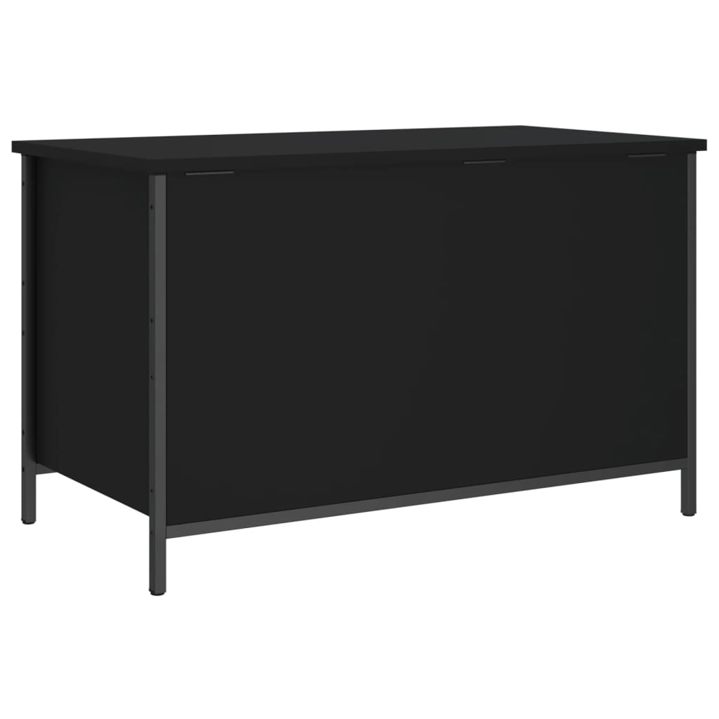 vidaXL Banco con almacenaje madera de ingeniería negro 80x42,5x50 cm