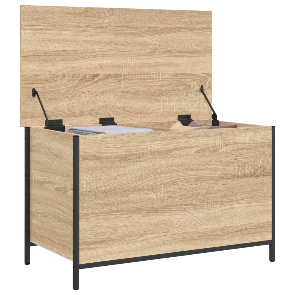 vidaXL Banco almacenaje madera ingeniería roble Sonoma 80x42,5x50 cm