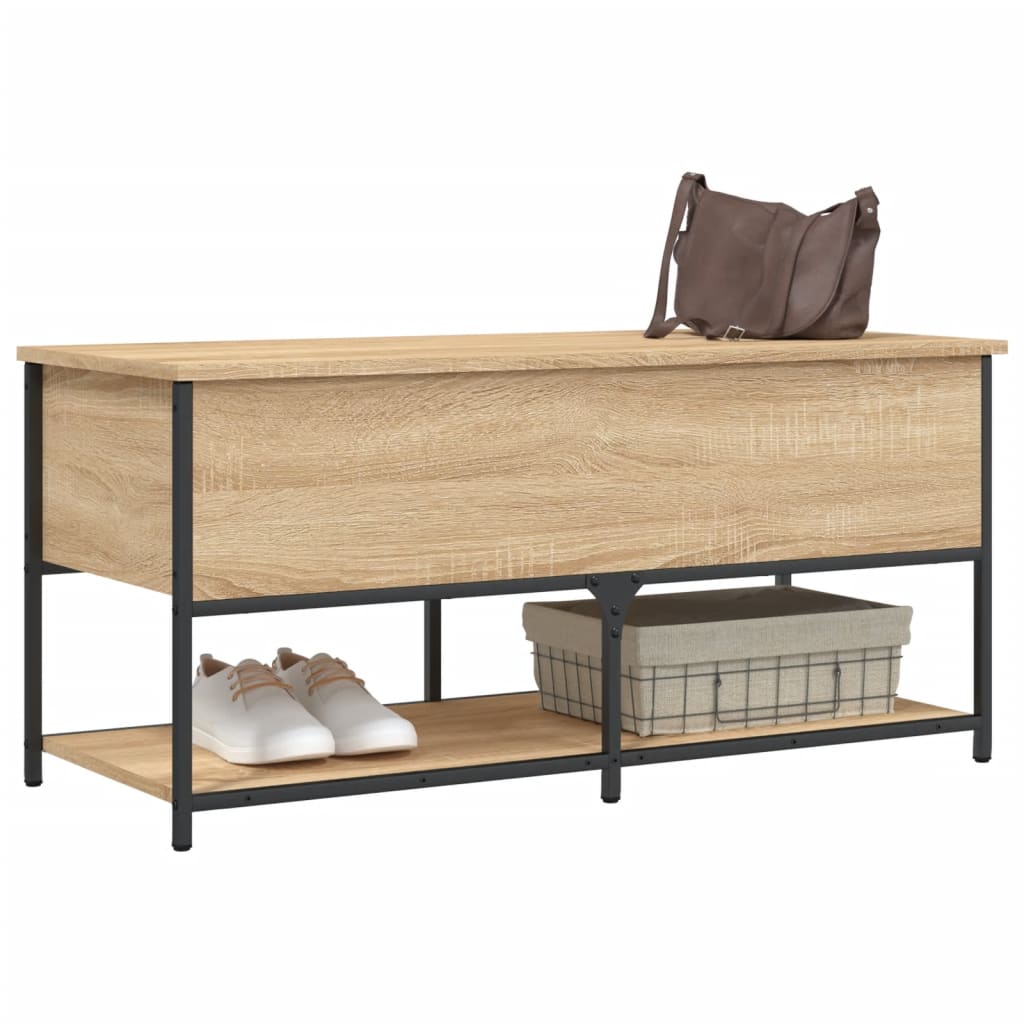 vidaXL Banco almacenaje madera ingeniería roble Sonoma 100x42,5x47 cm