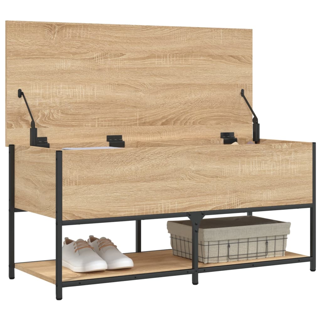 vidaXL Banco almacenaje madera ingeniería roble Sonoma 100x42,5x47 cm