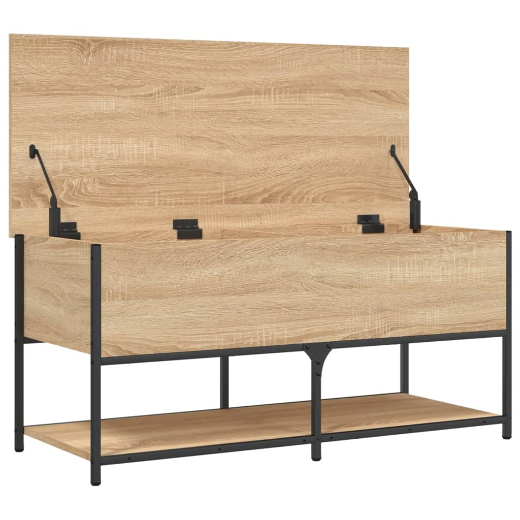 vidaXL Banco almacenaje madera ingeniería roble Sonoma 100x42,5x47 cm