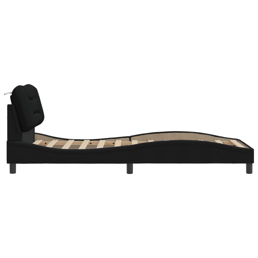 vidaXL Estructura de cama con cabecero de tela negro 80x200 cm