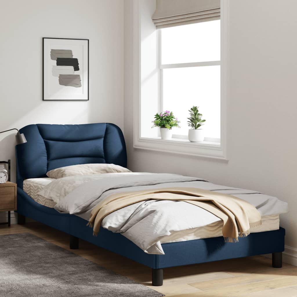 vidaXL Estructura de cama con cabecero de tela azul 80x200 cm