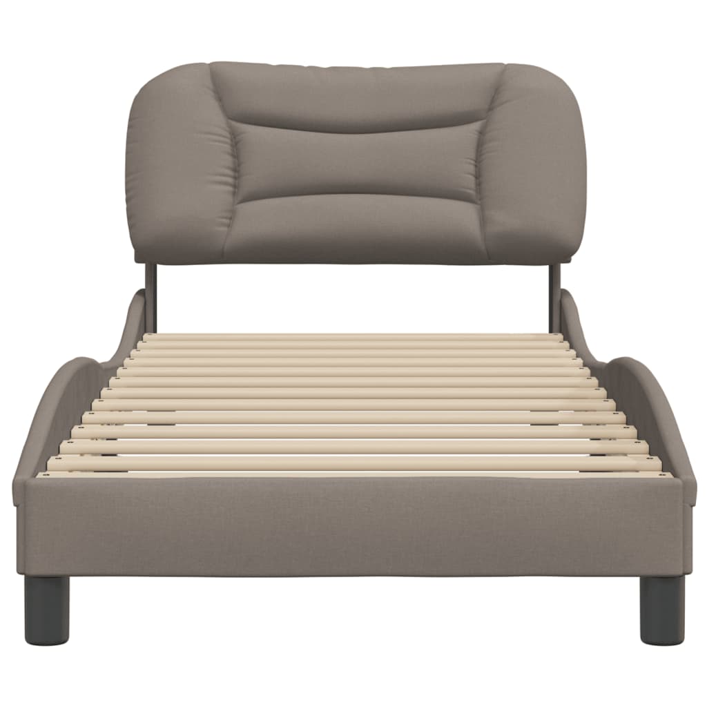 vidaXL Estructura de cama con cabecero de tela gris taupe 90x190 cm