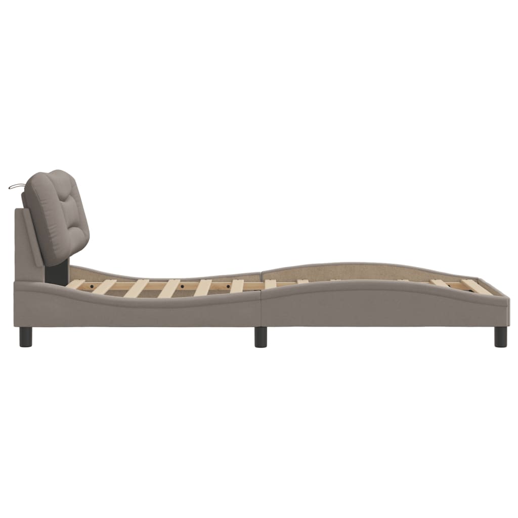vidaXL Estructura de cama con cabecero de tela gris taupe 90x190 cm