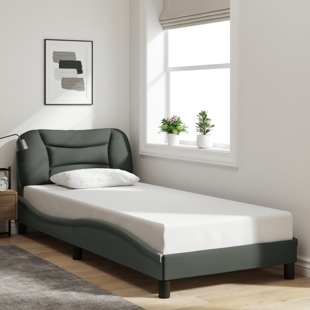 vidaXL Estructura de cama sin colchón tela gris oscuro 90x200 cm