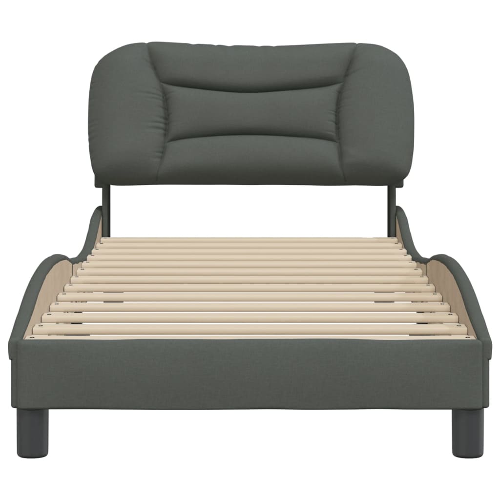 vidaXL Estructura de cama sin colchón tela gris oscuro 90x200 cm