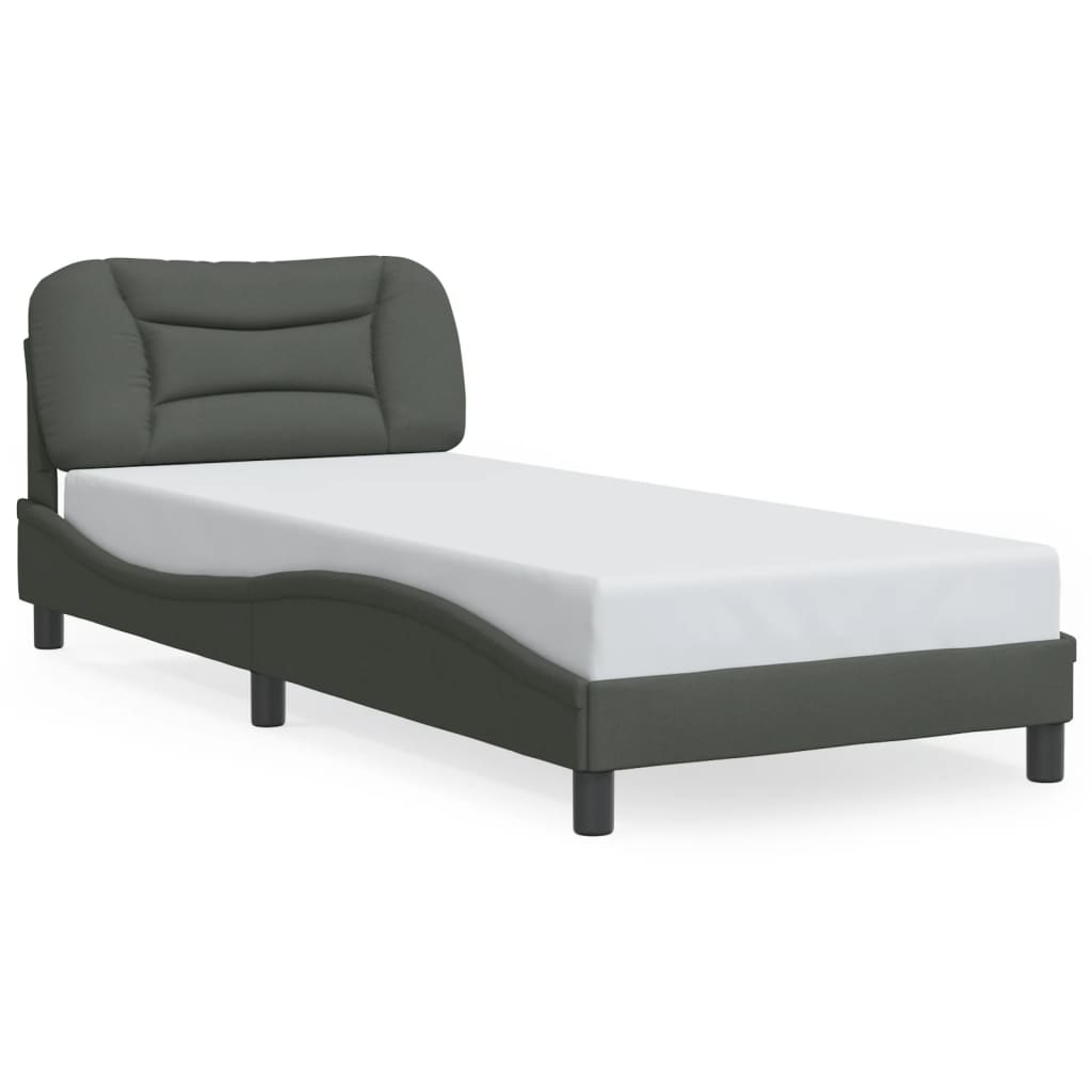 vidaXL Estructura de cama sin colchón tela gris oscuro 90x200 cm