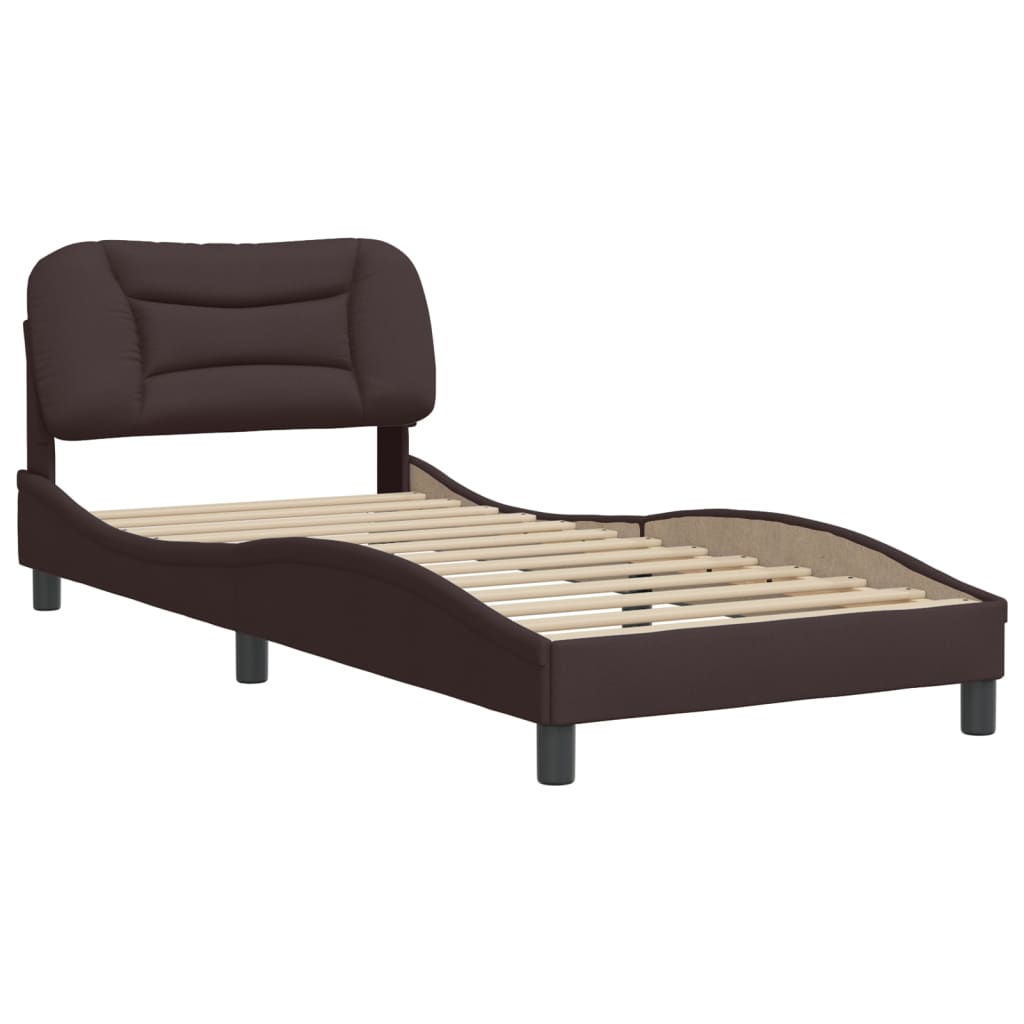 vidaXL Estructura de cama sin colchón tela marrón oscuro 90x200 cm