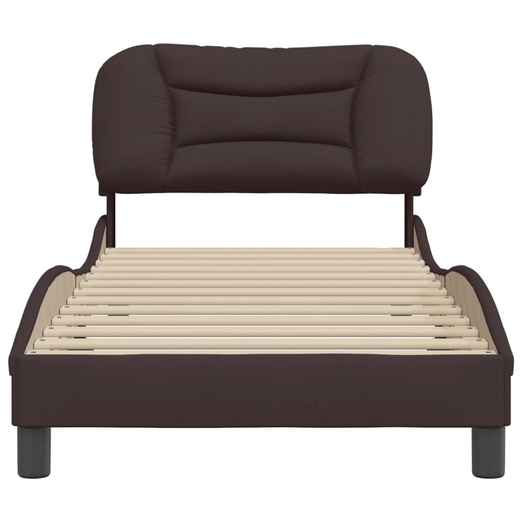 vidaXL Estructura de cama sin colchón tela marrón oscuro 90x200 cm