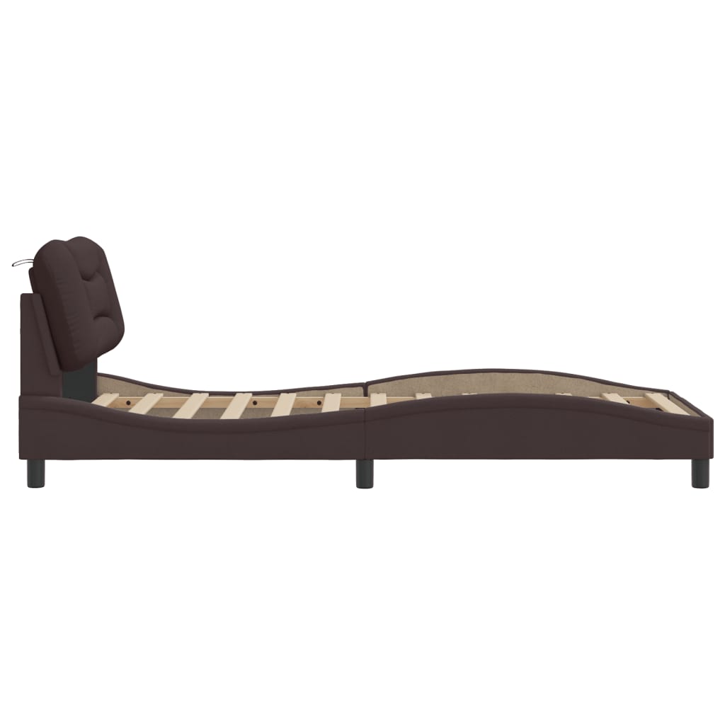 vidaXL Estructura de cama sin colchón tela marrón oscuro 90x200 cm