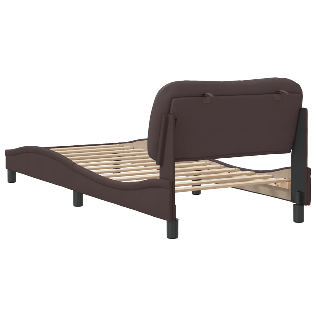 vidaXL Estructura de cama sin colchón tela marrón oscuro 90x200 cm