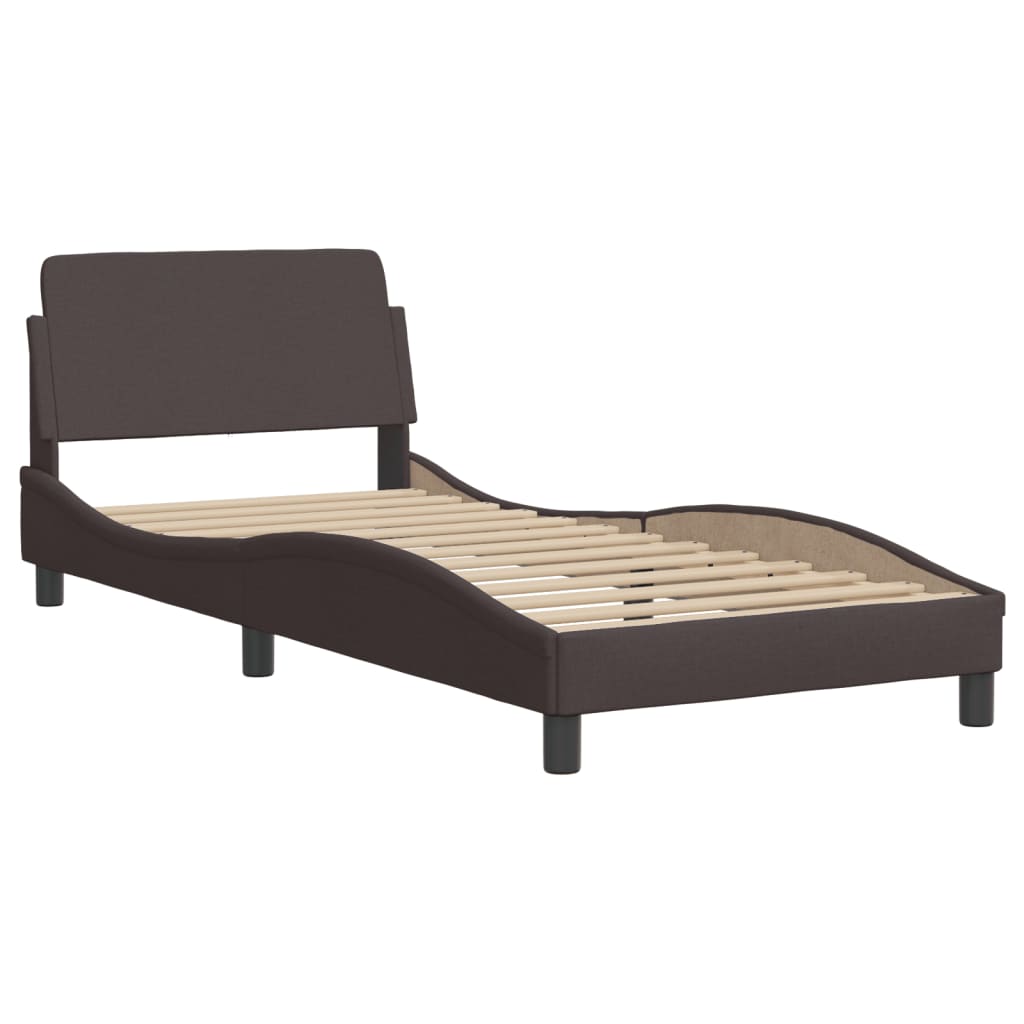 vidaXL Estructura de cama sin colchón tela marrón oscuro 90x200 cm