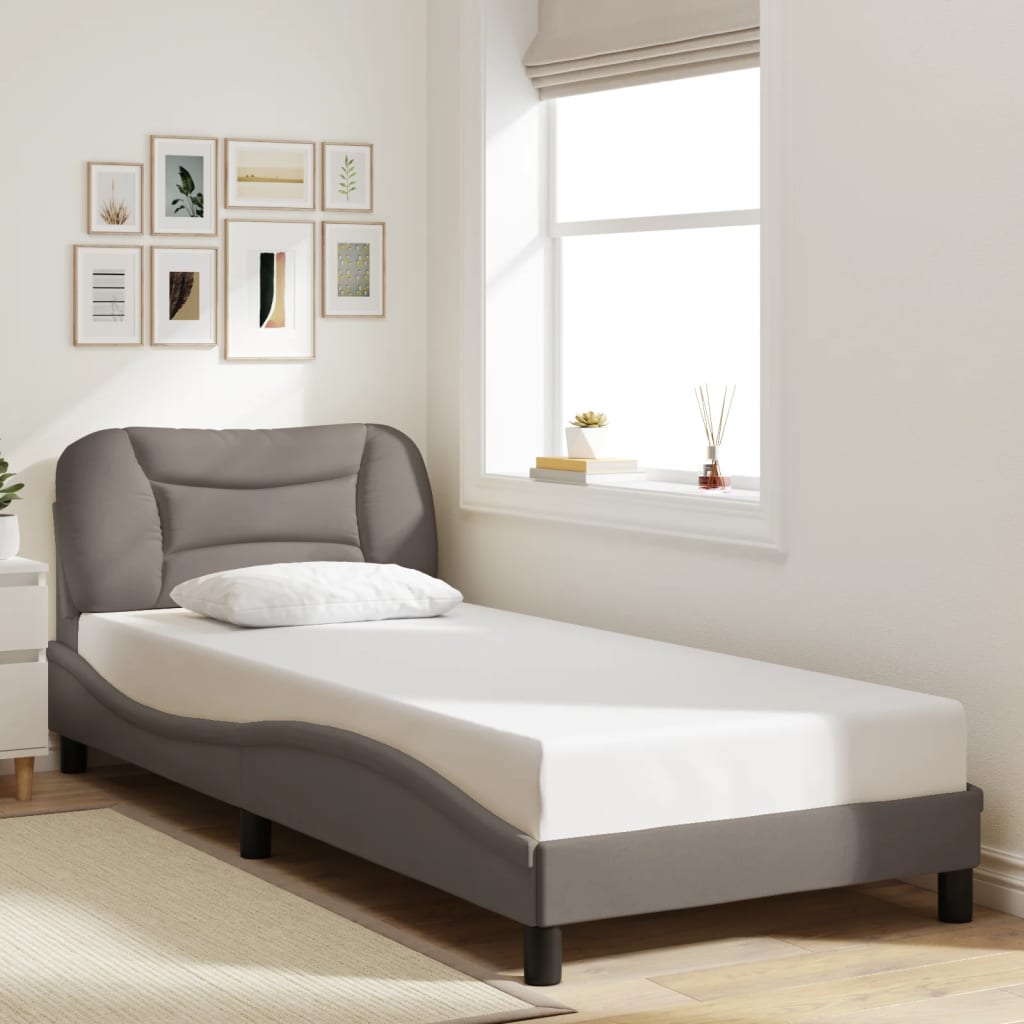 vidaXL Estructura de cama sin colchón tela taupe 90x200 cm