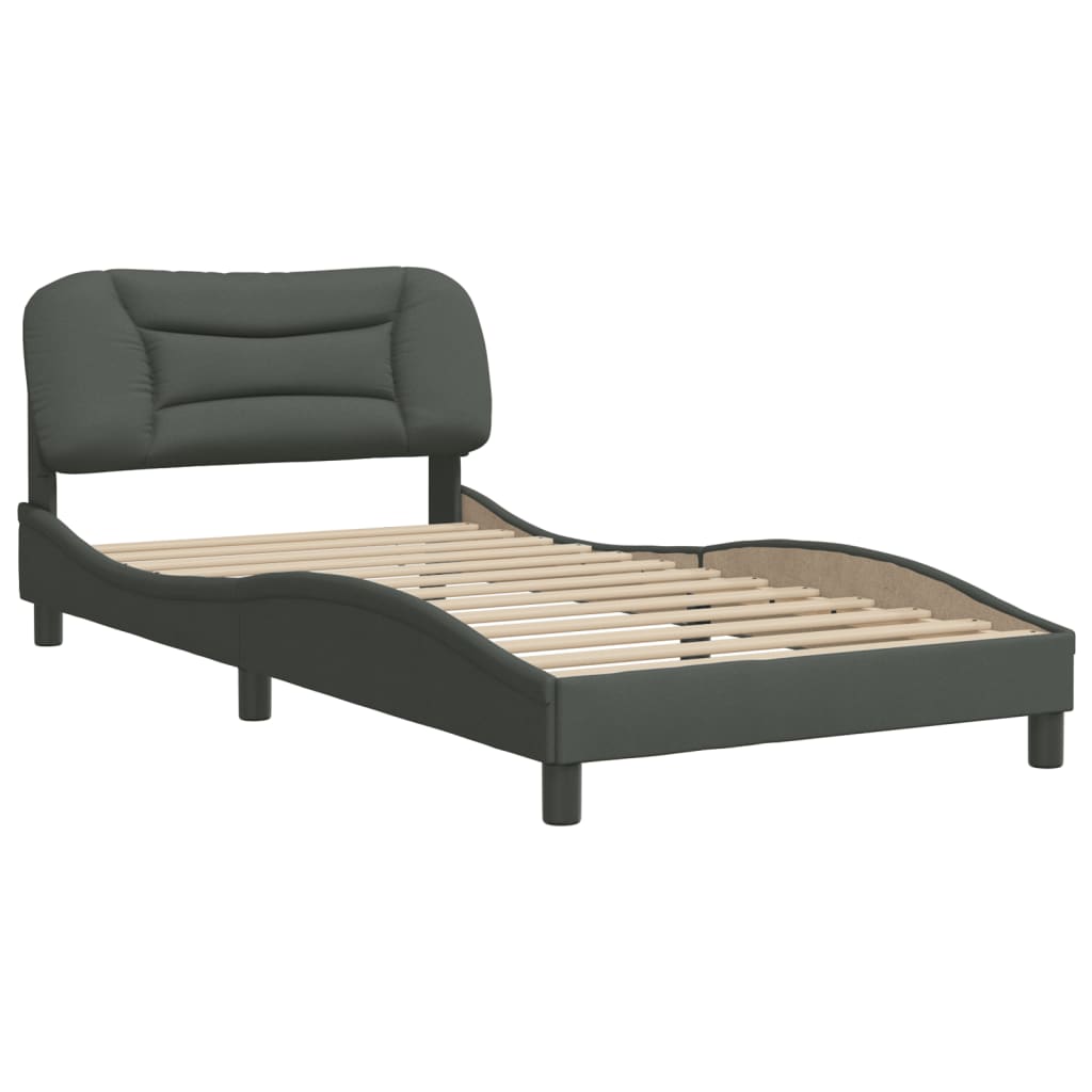 vidaXL Estructura de cama con cabecero de tela gris oscuro 100x200 cm