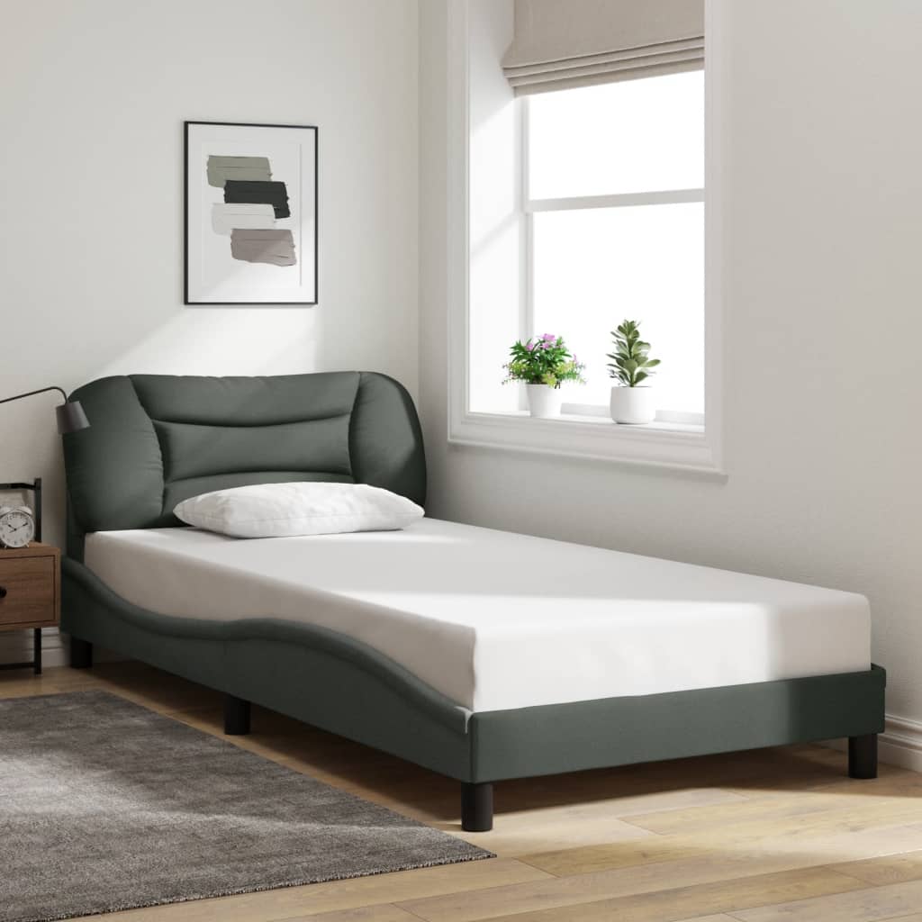 vidaXL Estructura de cama sin colchón tela gris oscuro 90x200 cm