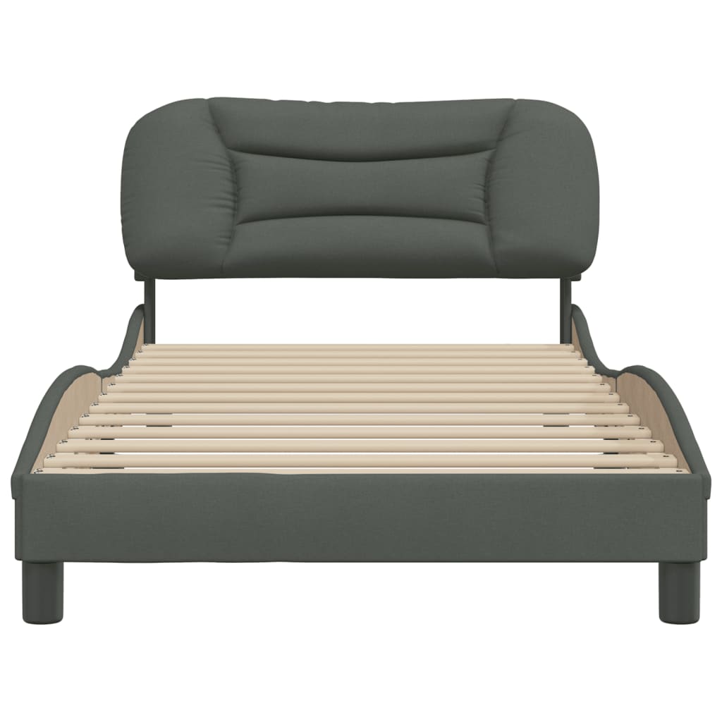 vidaXL Estructura de cama con cabecero de tela gris oscuro 100x200 cm