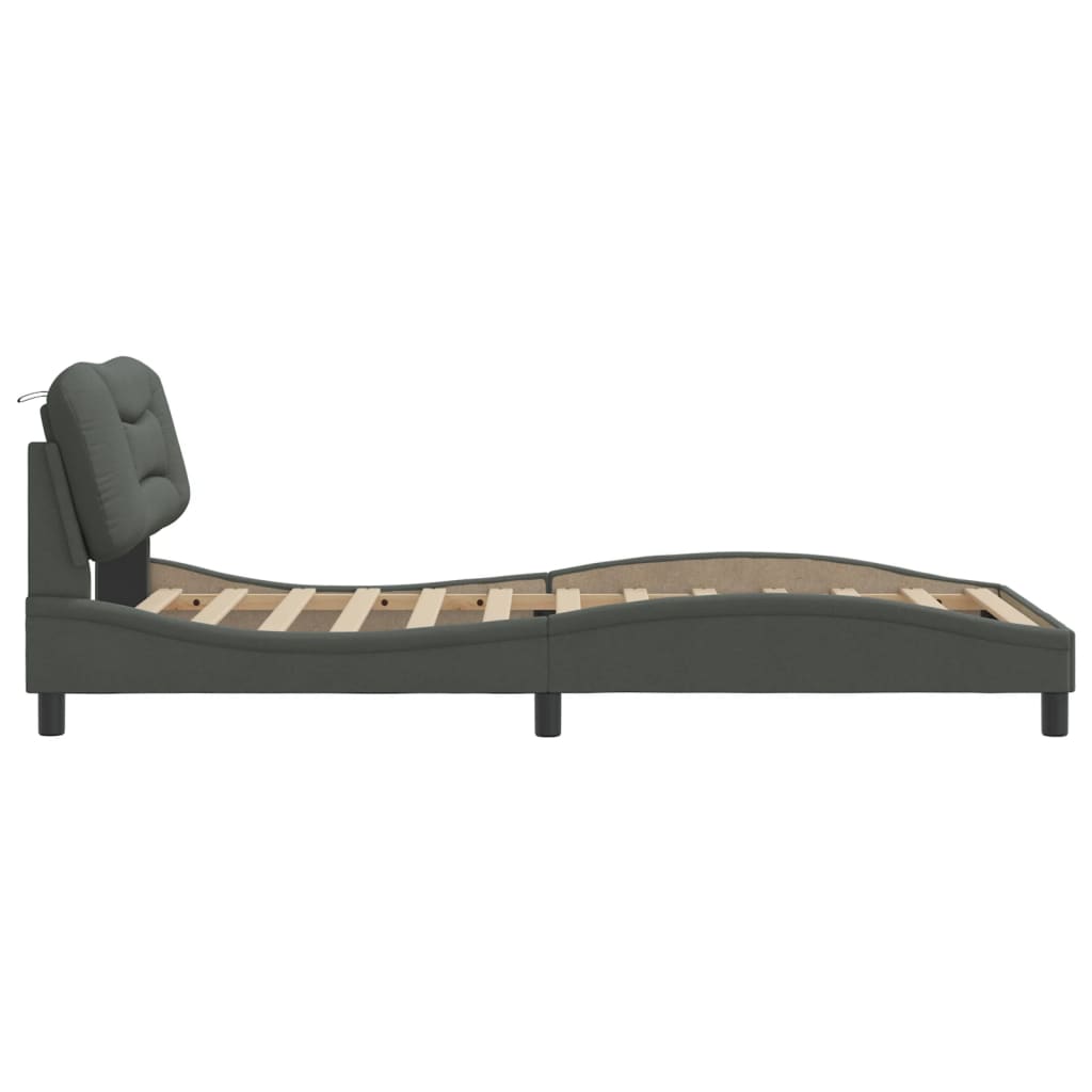 vidaXL Estructura de cama con cabecero de tela gris oscuro 100x200 cm