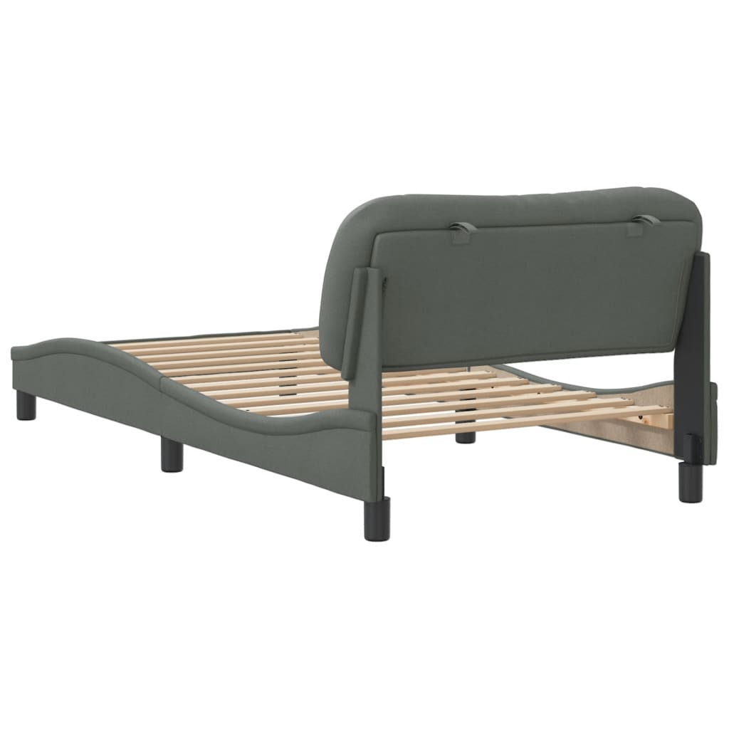 vidaXL Estructura de cama con cabecero de tela gris oscuro 100x200 cm