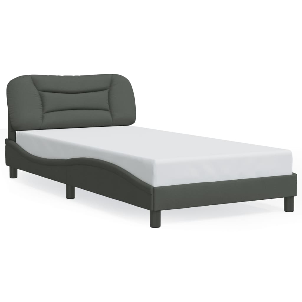 vidaXL Estructura de cama con cabecero de tela gris oscuro 100x200 cm