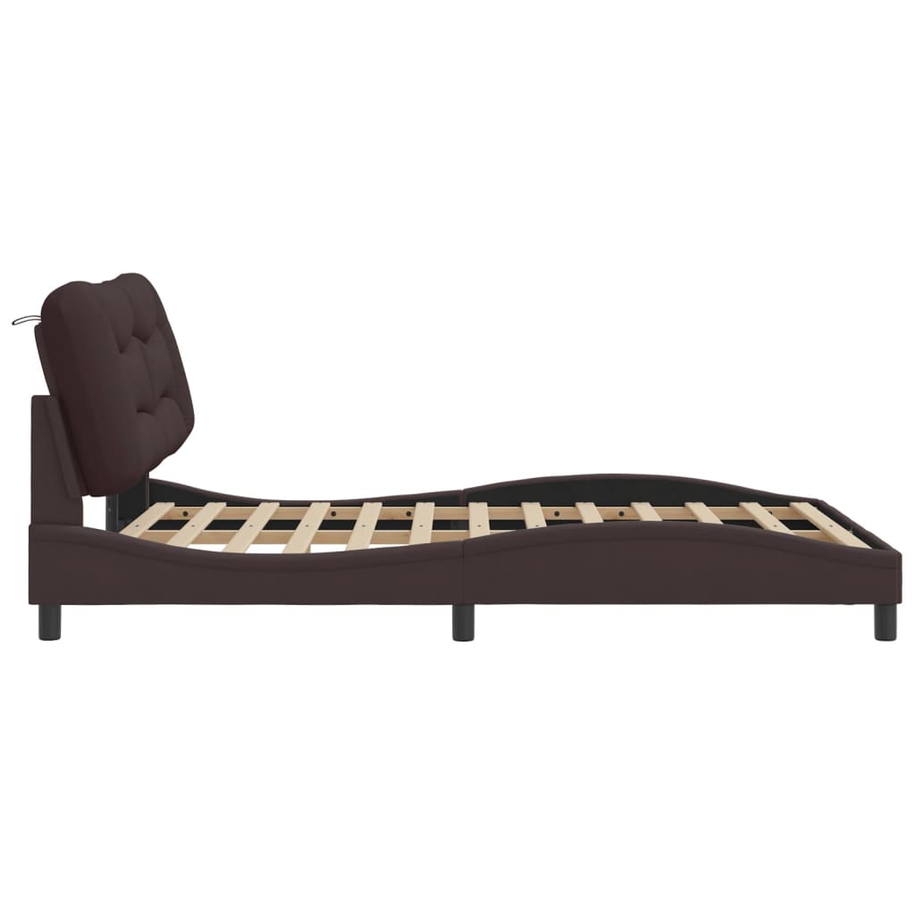 vidaXL Estructura de cama sin colchón tela marrón oscuro 120x200 cm