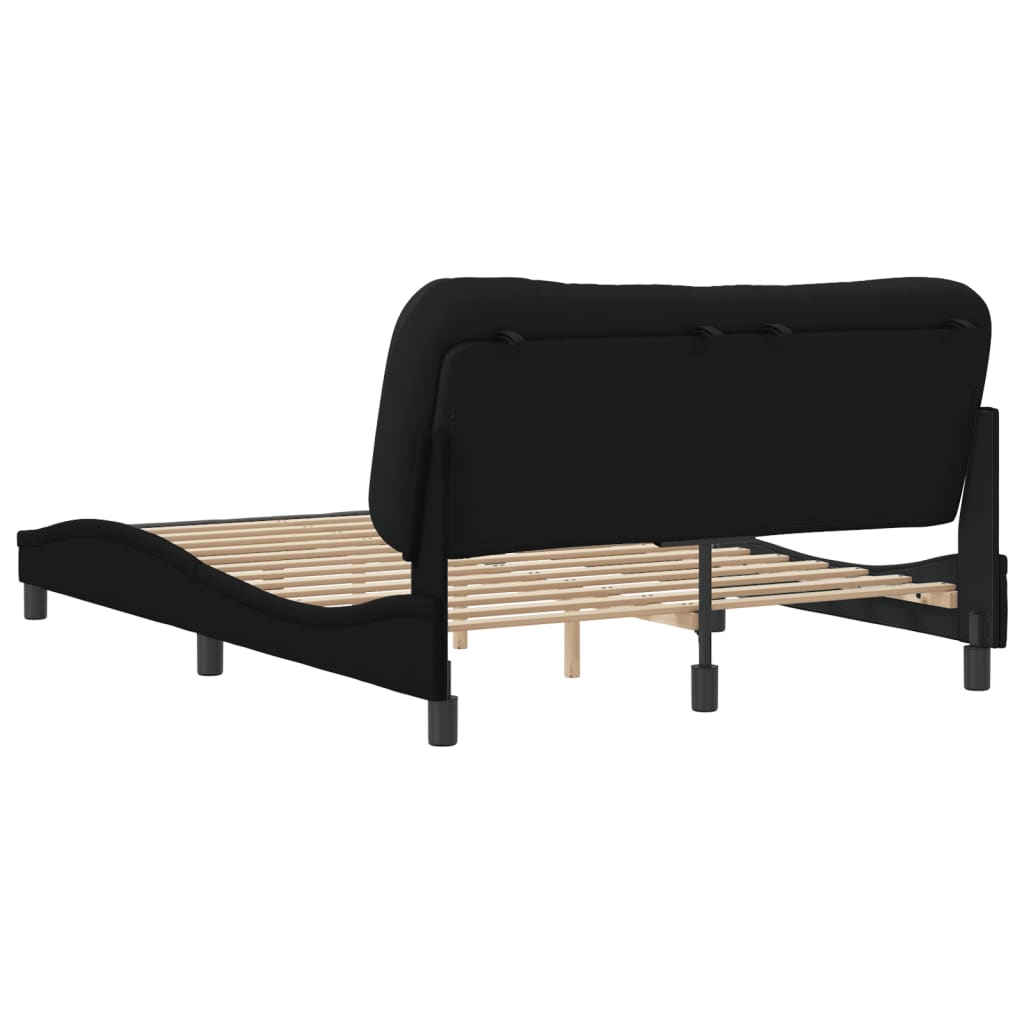 vidaXL Estructura de cama con cabecero de tela negro 140x200 cm