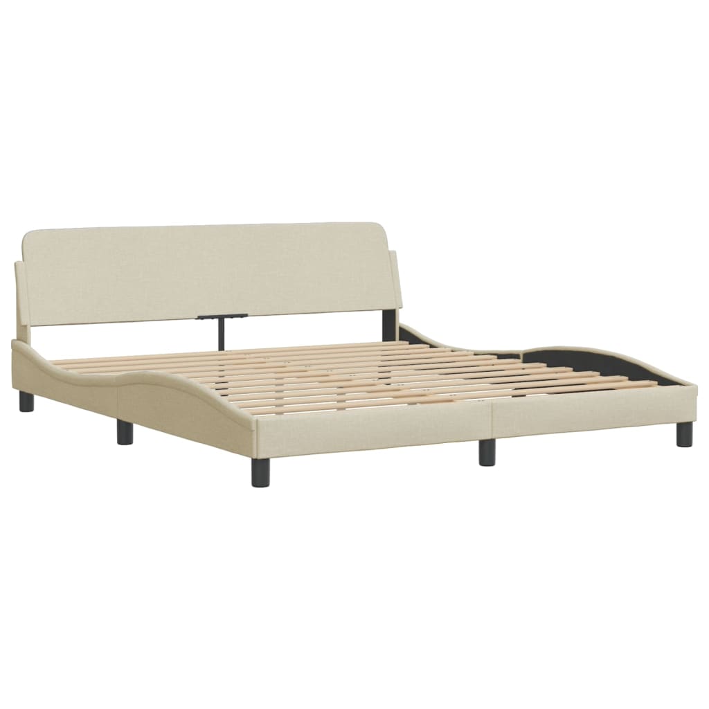 vidaXL Estructura de cama con cabecero de tela color crema 180x200 cm
