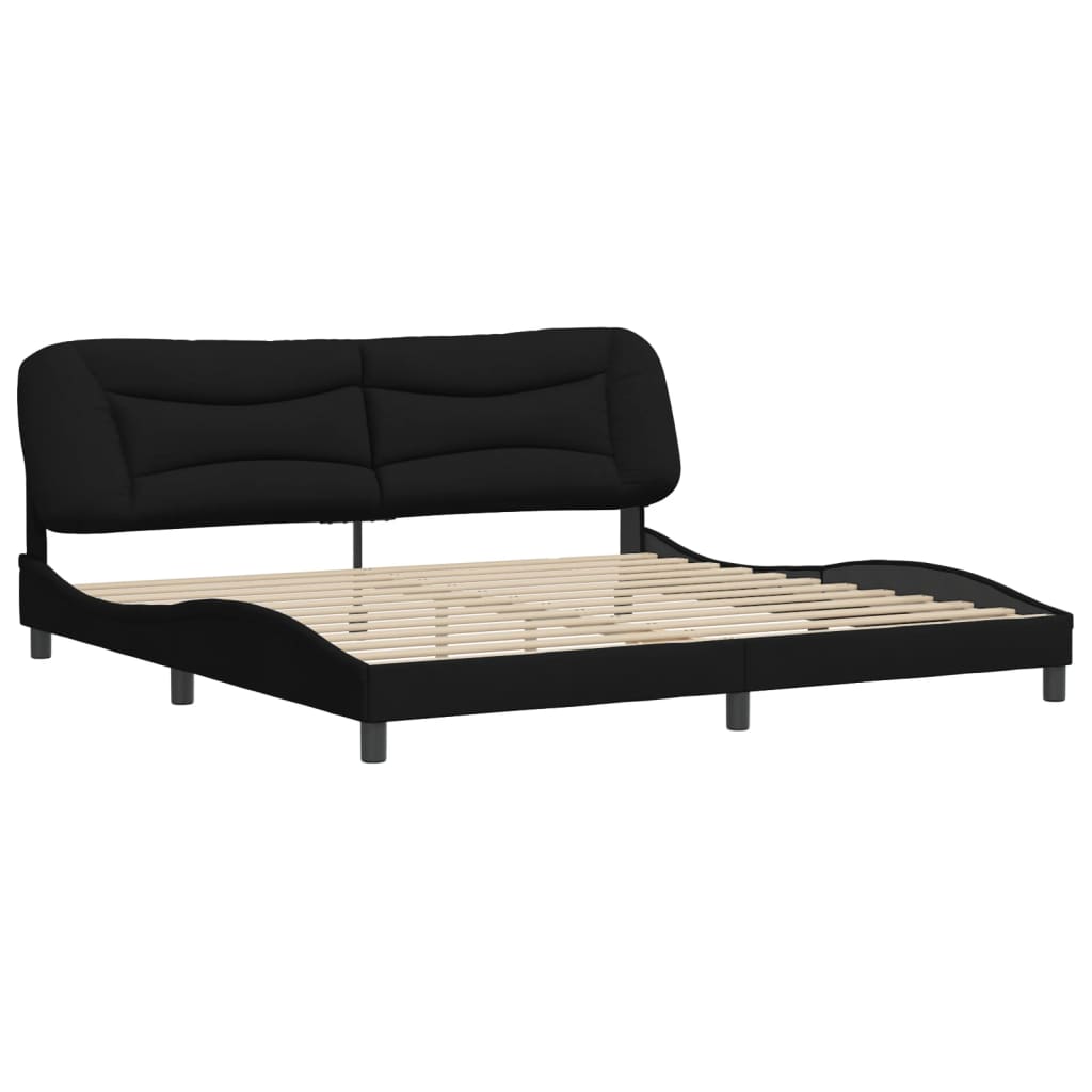 vidaXL Estructura de cama con cabecero de tela negro 200x200 cm