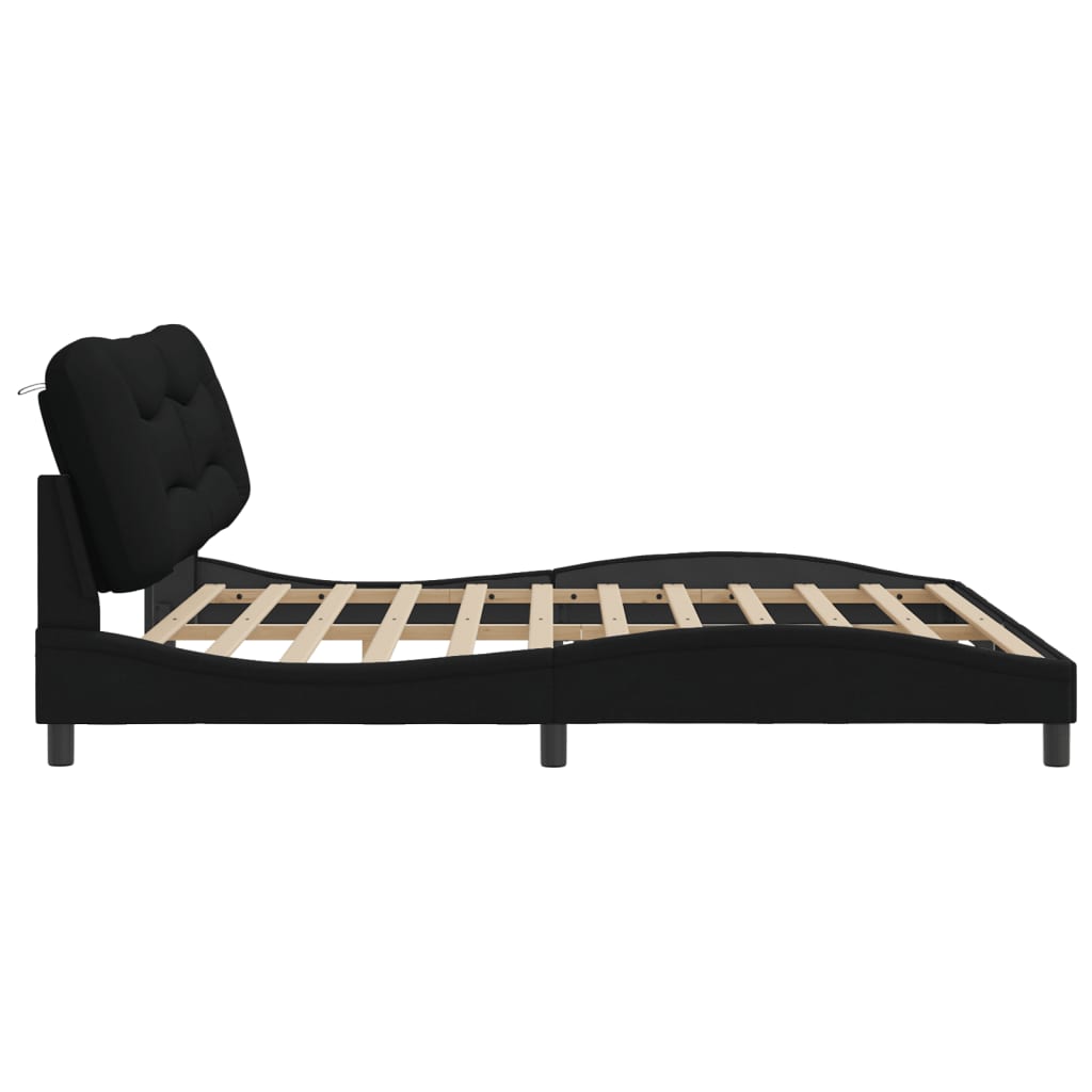 vidaXL Estructura de cama con cabecero de tela negro 200x200 cm