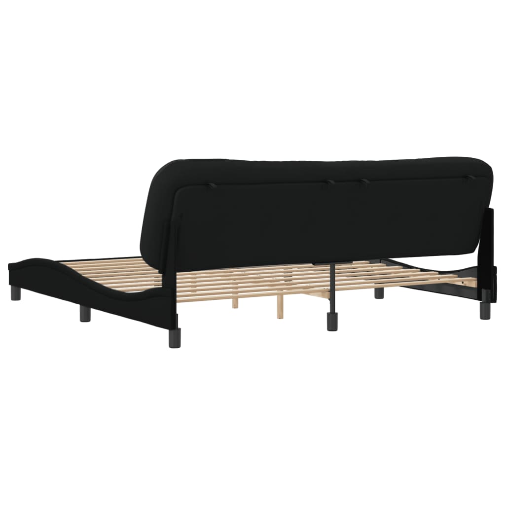 vidaXL Estructura de cama con cabecero de tela negro 200x200 cm