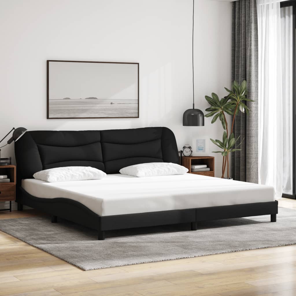 vidaXL Estructura de cama con cabecero de tela negro 200x200 cm