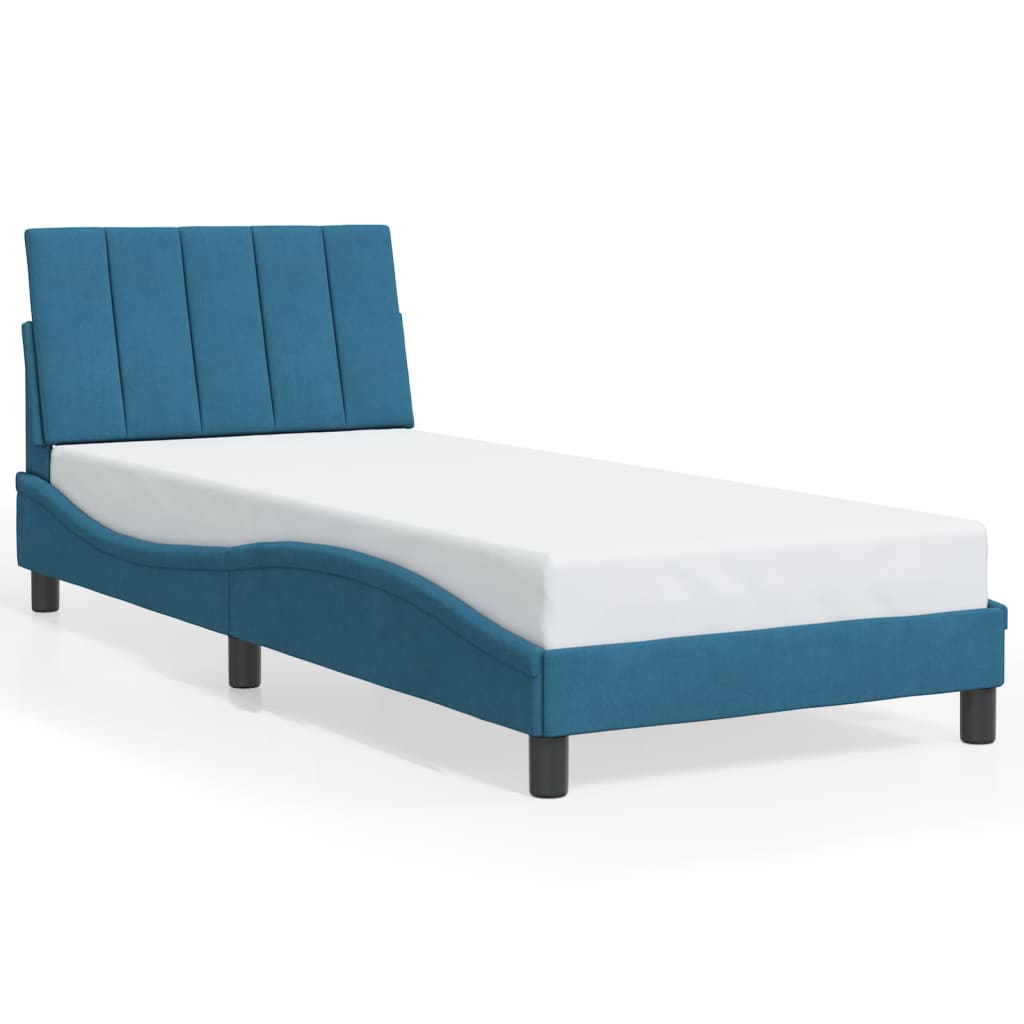 vidaXL Estructura cama con cabecero terciopelo azul 90x190 cm