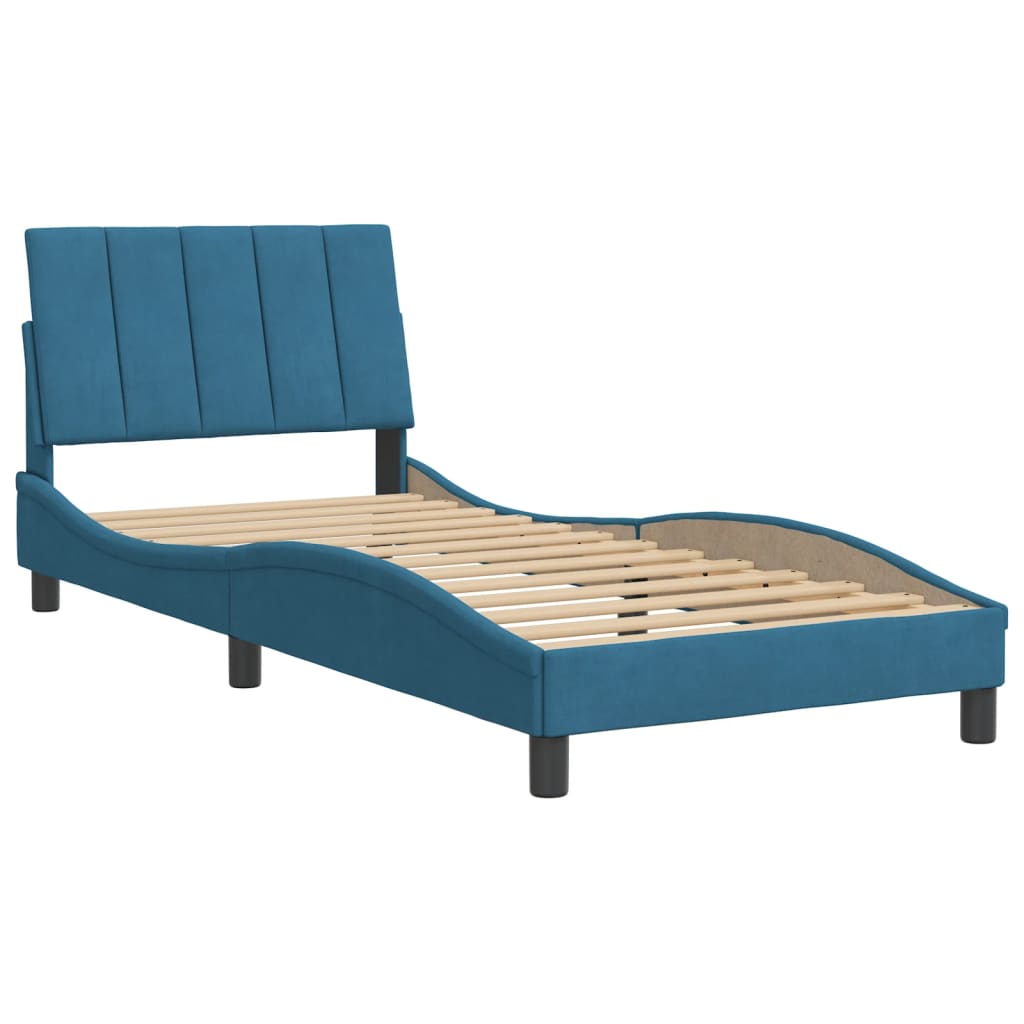 vidaXL Estructura cama con cabecero terciopelo azul 90x190 cm