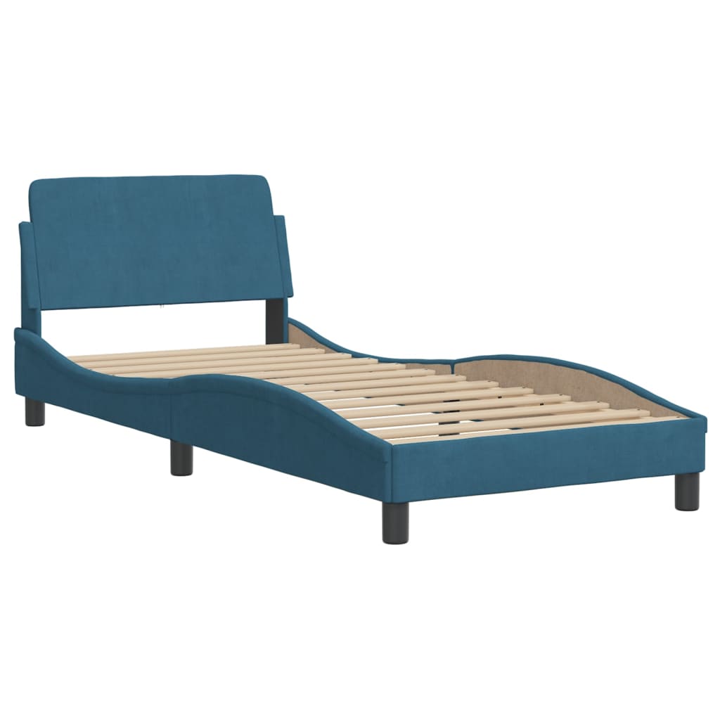 vidaXL Estructura cama con cabecero terciopelo azul 90x190 cm