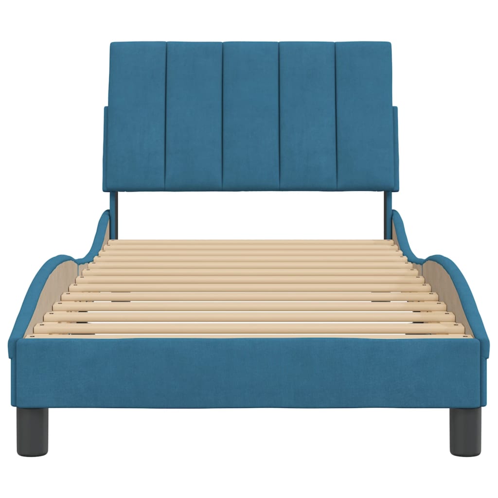 vidaXL Estructura cama con cabecero terciopelo azul 90x190 cm