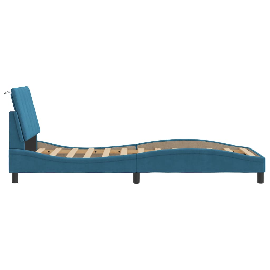 vidaXL Estructura cama con cabecero terciopelo azul 90x190 cm